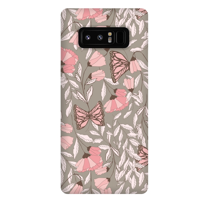 Galaxy Note 8 StrongFit Romantic Butterflies Gray by Jelena Obradovic