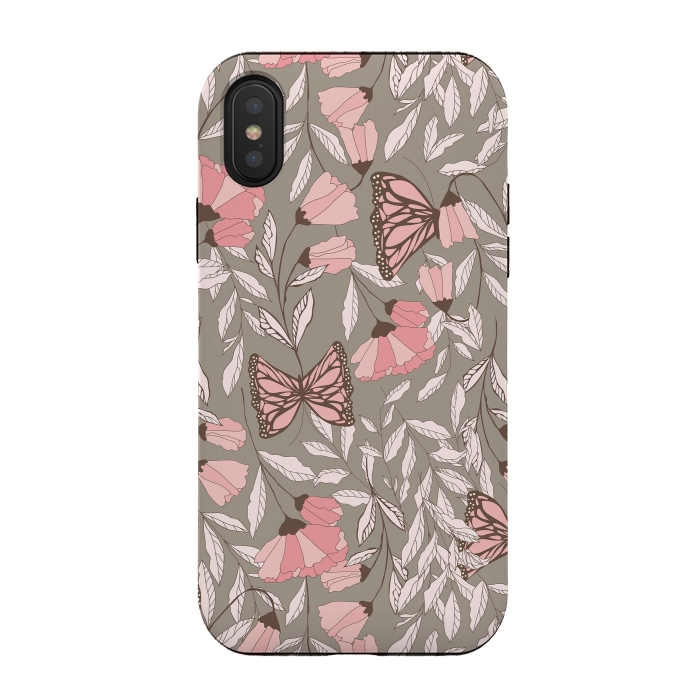 iPhone Xs / X StrongFit Romantic Butterflies Gray by Jelena Obradovic