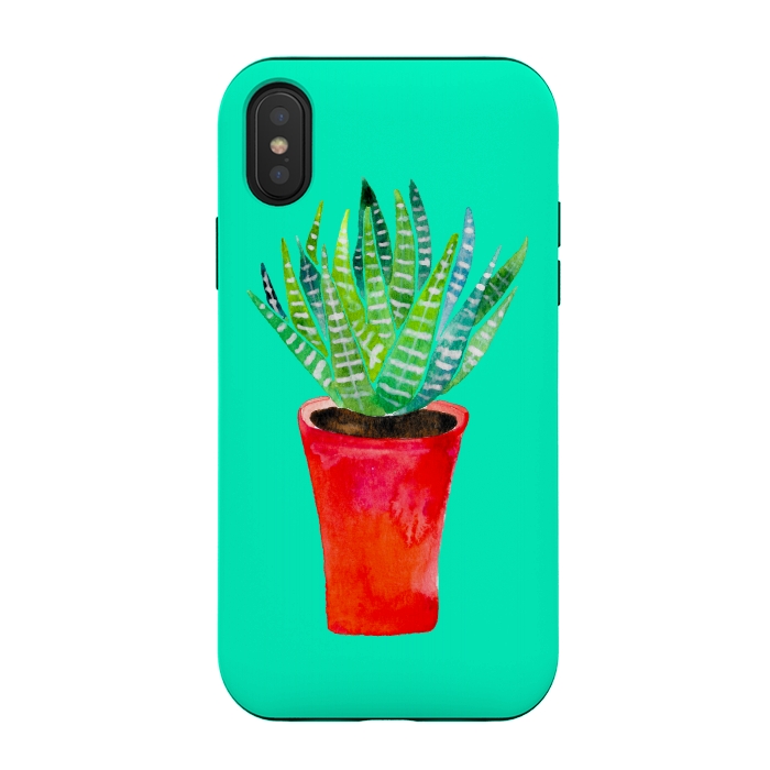 iPhone Xs / X StrongFit Potted Succulent  by Amaya Brydon