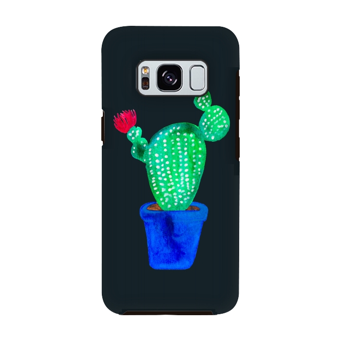 Galaxy S8 StrongFit Red Flower Cactus by Amaya Brydon