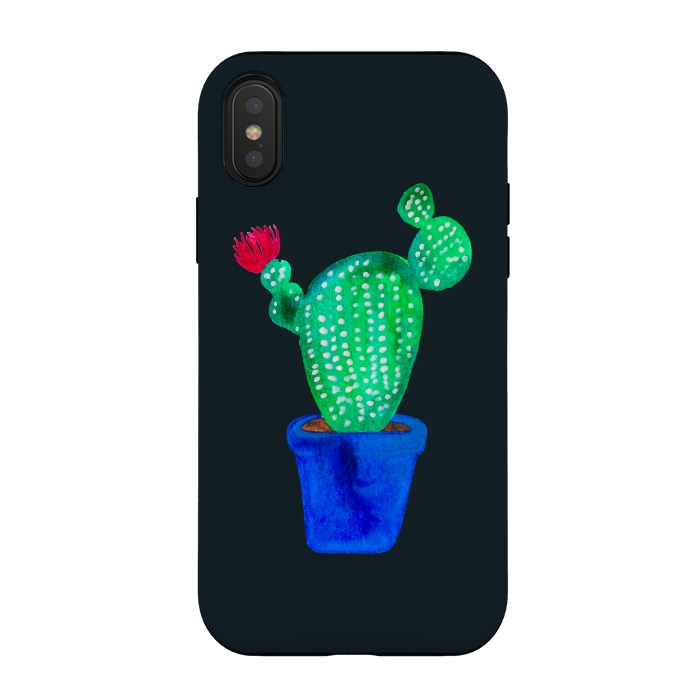 iPhone Xs / X StrongFit Red Flower Cactus by Amaya Brydon