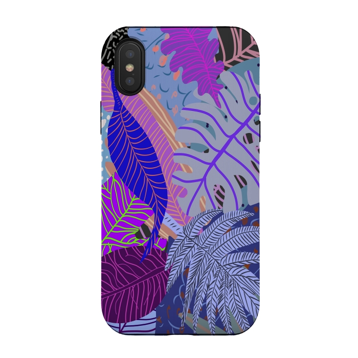 iPhone Xs / X StrongFit Ultraviolet Faded Nature Leaves by Notsniw