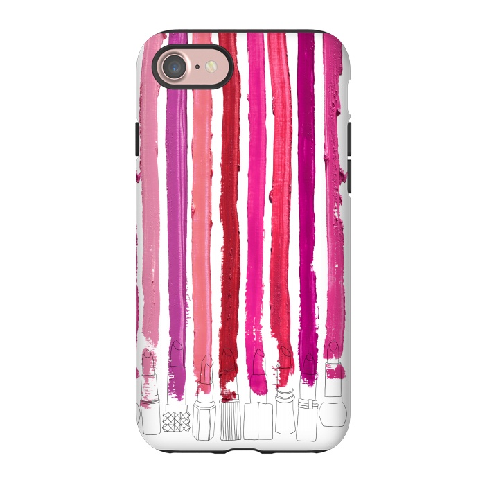 iPhone 7 StrongFit Lipstick Stripes by Notsniw
