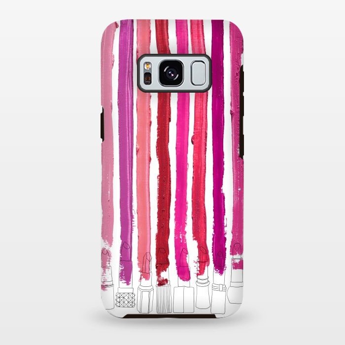 Galaxy S8 plus StrongFit Lipstick Stripes by Notsniw
