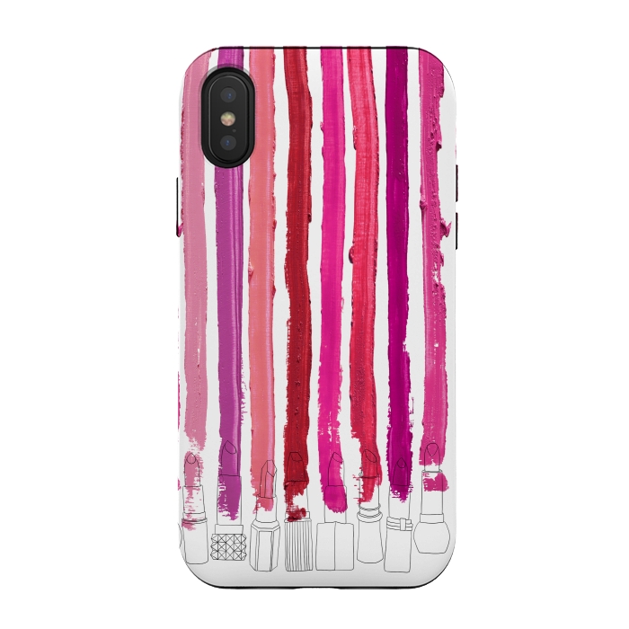 iPhone Xs / X StrongFit Lipstick Stripes by Notsniw