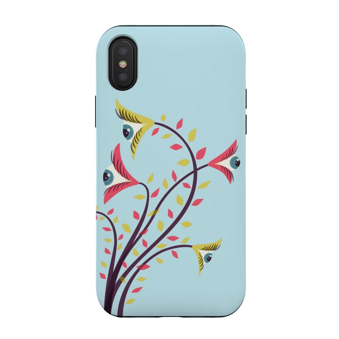 iPhone Xs / X StrongFit Weird Colorful Watching Eyes Flowers by Boriana Giormova