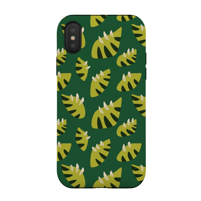 iPhone Xs / X StrongFit Clawed Abstract Green Leaf Pattern by Boriana Giormova