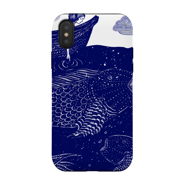 iPhone Xs / X StrongFit The Blue Shimmering Sea Lights by ECMazur 