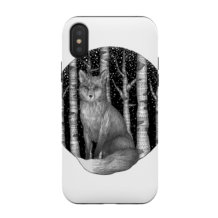iPhone Xs / X StrongFit Fox and Forest by ECMazur 