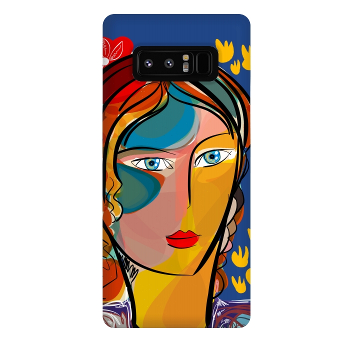 Galaxy Note 8 StrongFit French Flower Pop Art Girl  by Emmanuel Signorino