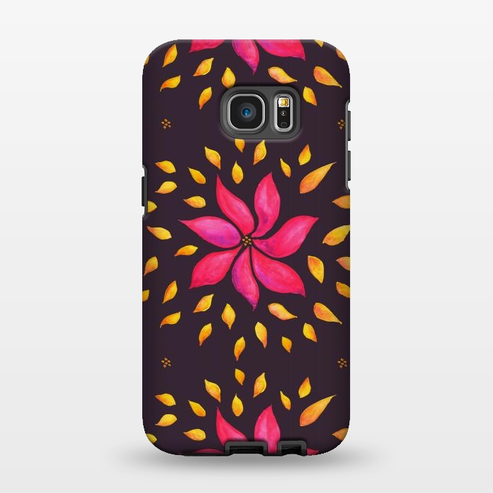 Galaxy S7 EDGE StrongFit Watercolor Abstract Pink Flower by Boriana Giormova