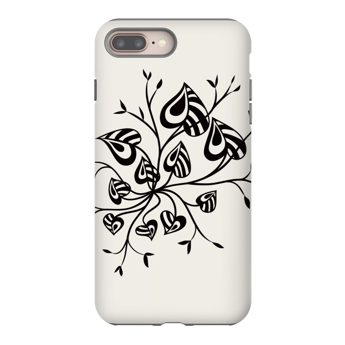 iPhone 7 plus StrongFit Abstract Black And White Floral With Pointy Leaves by Boriana Giormova