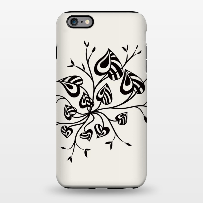 iPhone 6/6s plus StrongFit Abstract Black And White Floral With Pointy Leaves by Boriana Giormova