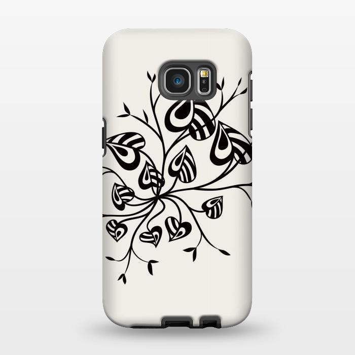 Galaxy S7 EDGE StrongFit Abstract Black And White Floral With Pointy Leaves by Boriana Giormova