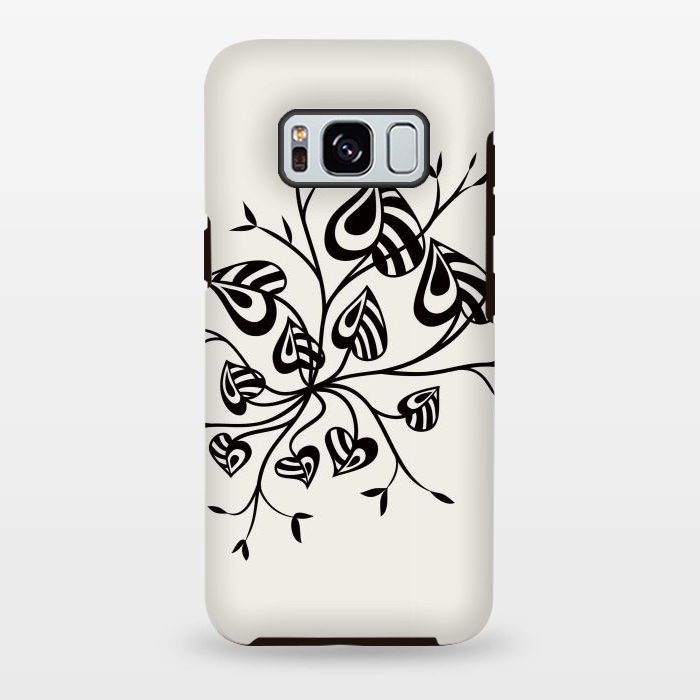 Galaxy S8 plus StrongFit Abstract Black And White Floral With Pointy Leaves by Boriana Giormova
