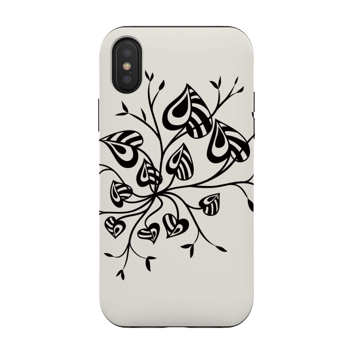 iPhone Xs / X StrongFit Abstract Black And White Floral With Pointy Leaves by Boriana Giormova