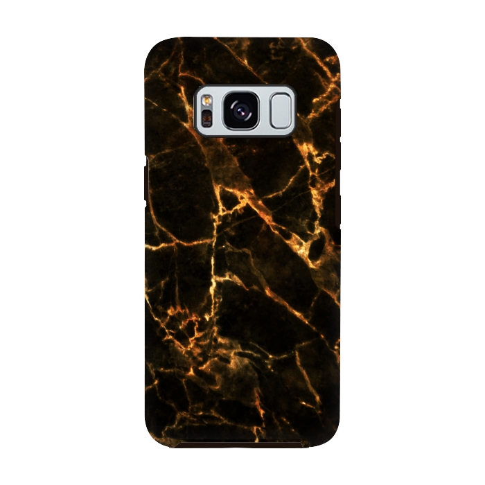 Galaxy S8 StrongFit Black marble with golden cracks by Oana 