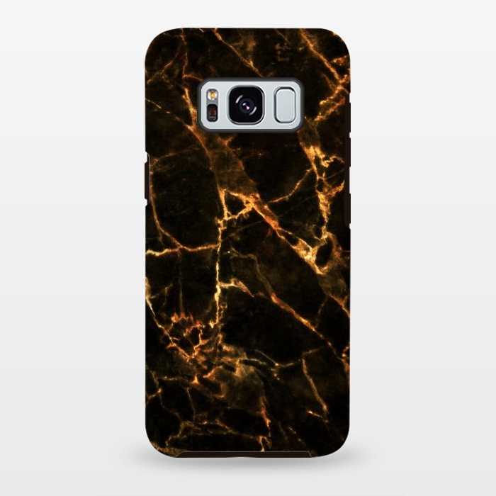 Galaxy S8 plus StrongFit Black marble with golden cracks by Oana 