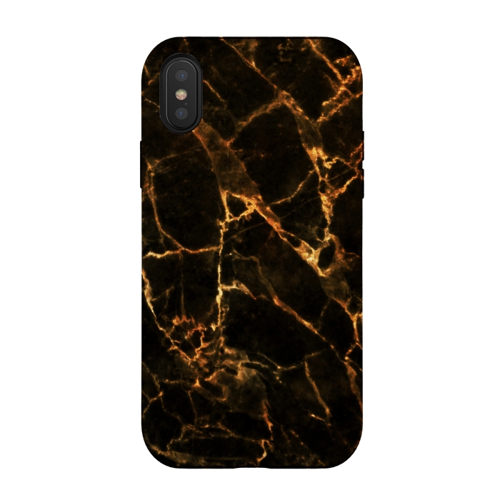 iPhone Xs / X StrongFit Black marble with golden cracks by Oana 