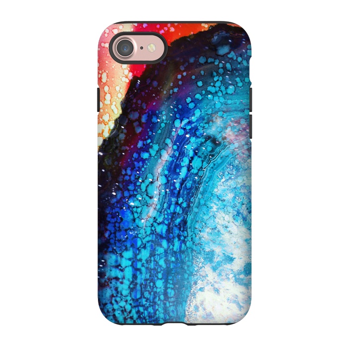 iPhone 7 StrongFit Paint splattered marble blue red by Oana 