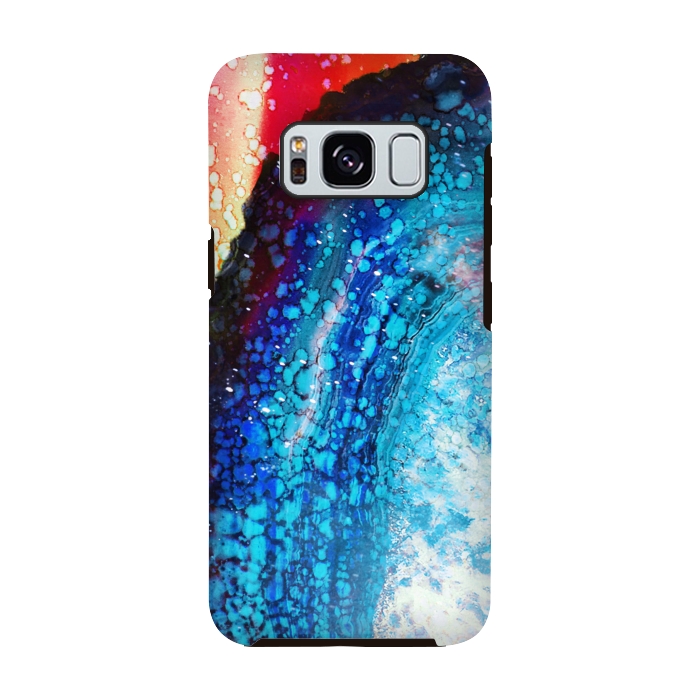 Galaxy S8 StrongFit Paint splattered marble blue red by Oana 