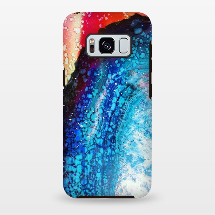 Galaxy S8 plus StrongFit Paint splattered marble blue red by Oana 