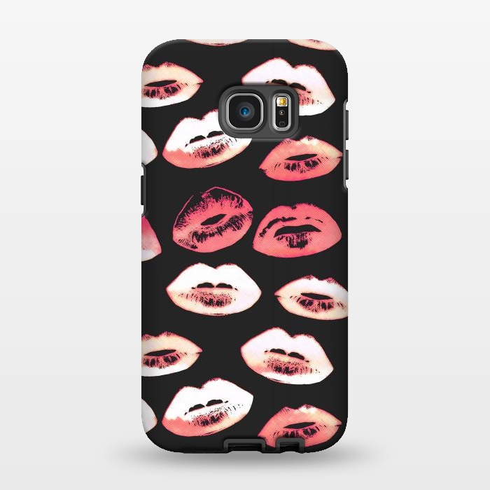 Galaxy S7 EDGE StrongFit Red pink lipstick kisses by Oana 