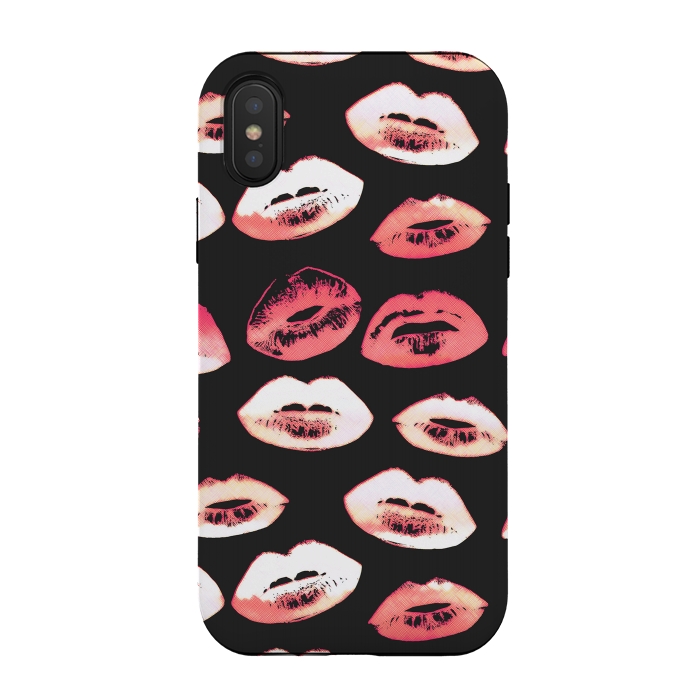 iPhone Xs / X StrongFit Red pink lipstick kisses by Oana 