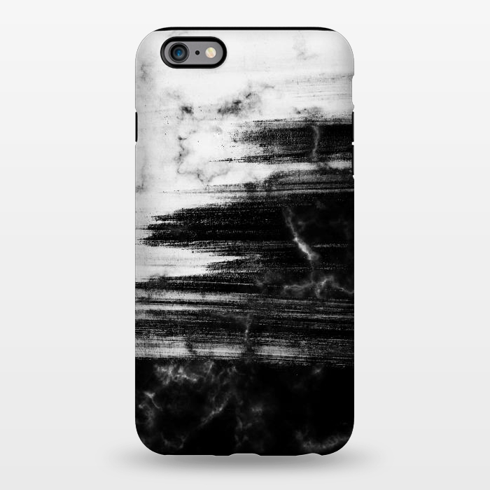 iPhone 6/6s plus StrongFit Scratched half black half white brushed marble by Oana 