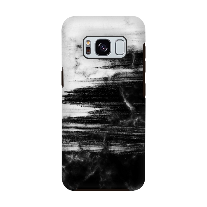 Galaxy S8 StrongFit Scratched half black half white brushed marble by Oana 