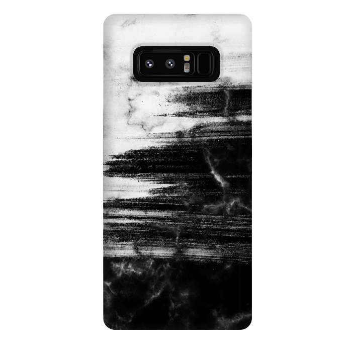 Galaxy Note 8 StrongFit Scratched half black half white brushed marble by Oana 