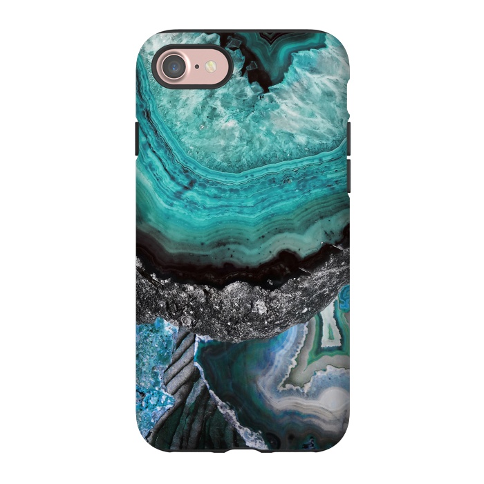 iPhone 7 StrongFit Blue turquoise agate marble close up by Oana 