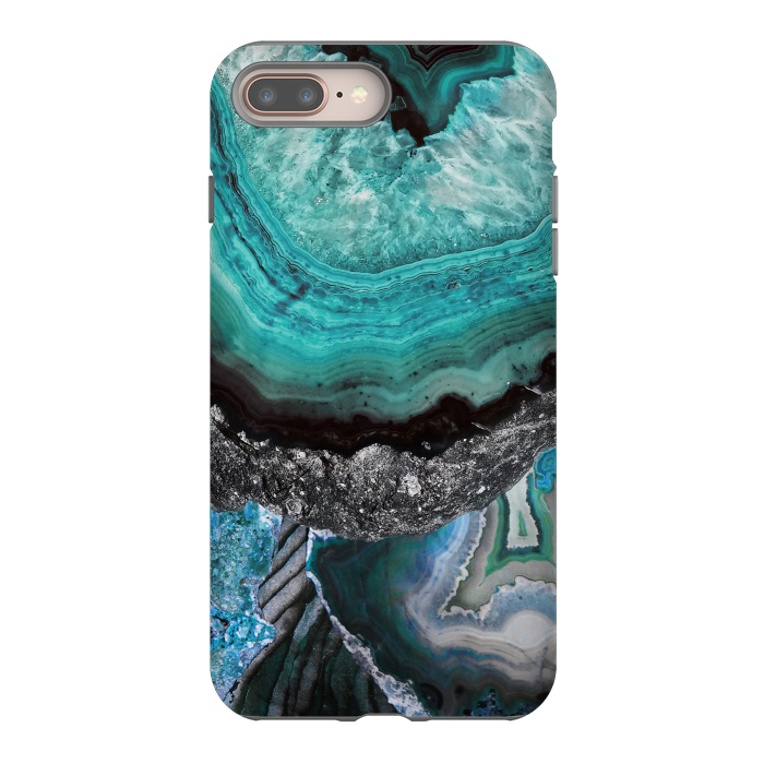 iPhone 7 plus StrongFit Blue turquoise agate marble close up by Oana 