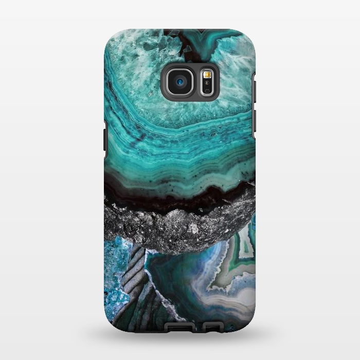 Galaxy S7 EDGE StrongFit Blue turquoise agate marble close up by Oana 