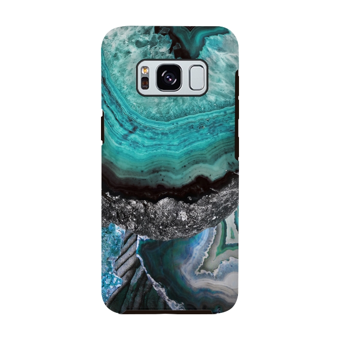 Galaxy S8 StrongFit Blue turquoise agate marble close up by Oana 