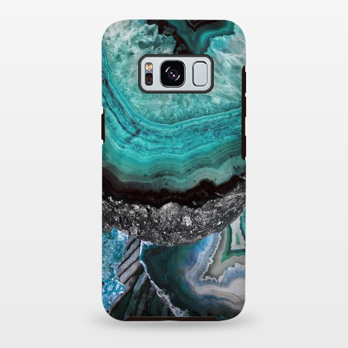 Galaxy S8 plus StrongFit Blue turquoise agate marble close up by Oana 