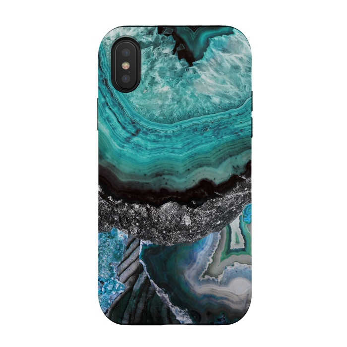 iPhone Xs / X StrongFit Blue turquoise agate marble close up by Oana 
