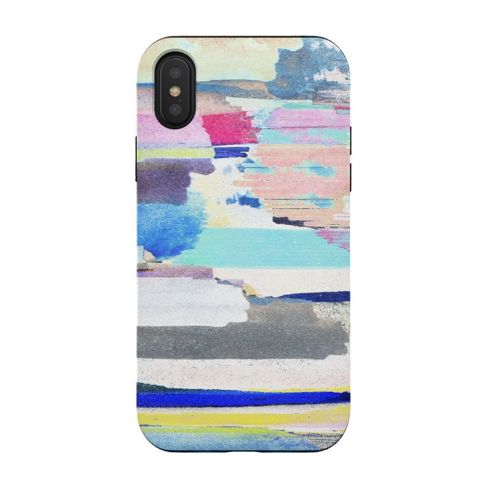 iPhone Xs / X StrongFit Colorful brushstrokes watercolor stripes  by Oana 