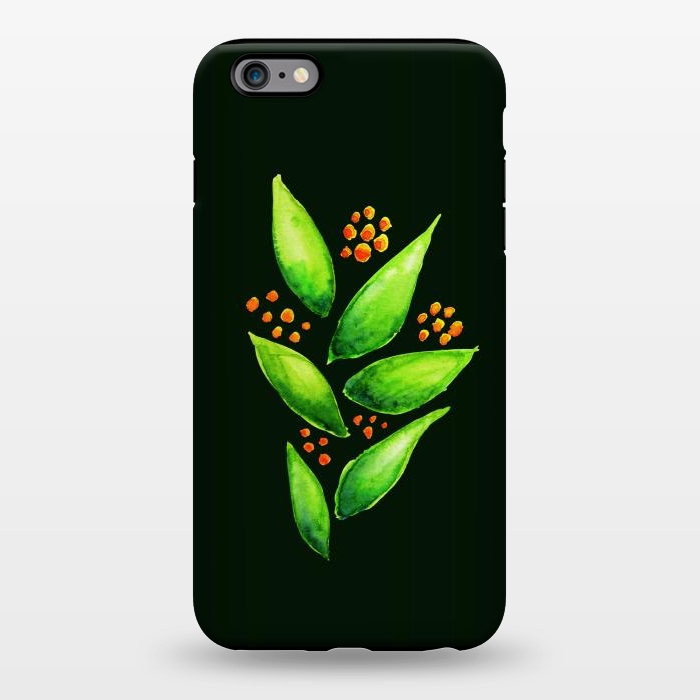 iPhone 6/6s plus StrongFit Abstract watercolor green plant with orange berries by Boriana Giormova