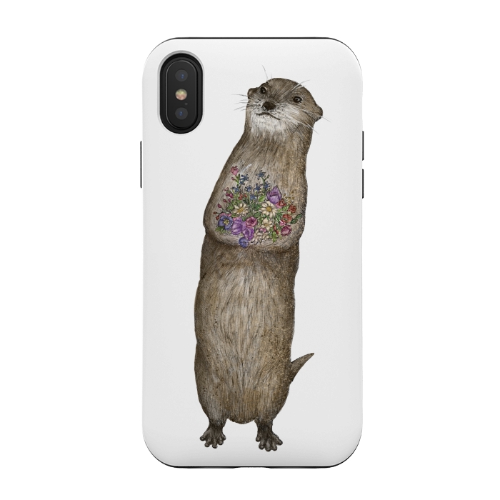 iPhone Xs / X StrongFit Otter and Flowers by ECMazur 