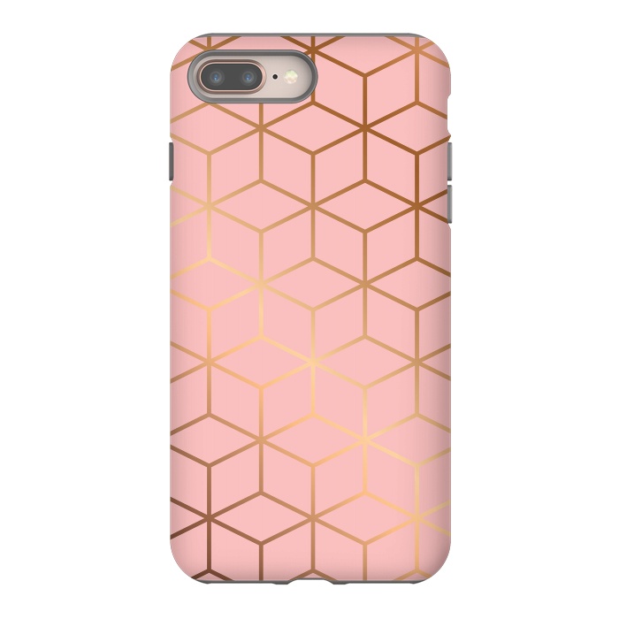 iPhone 7 plus StrongFit Pink & Gold Geometry 011 by Jelena Obradovic