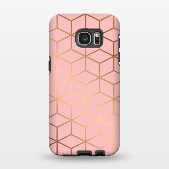 Galaxy S7 EDGE StrongFit Pink & Gold Geometry 011 by Jelena Obradovic