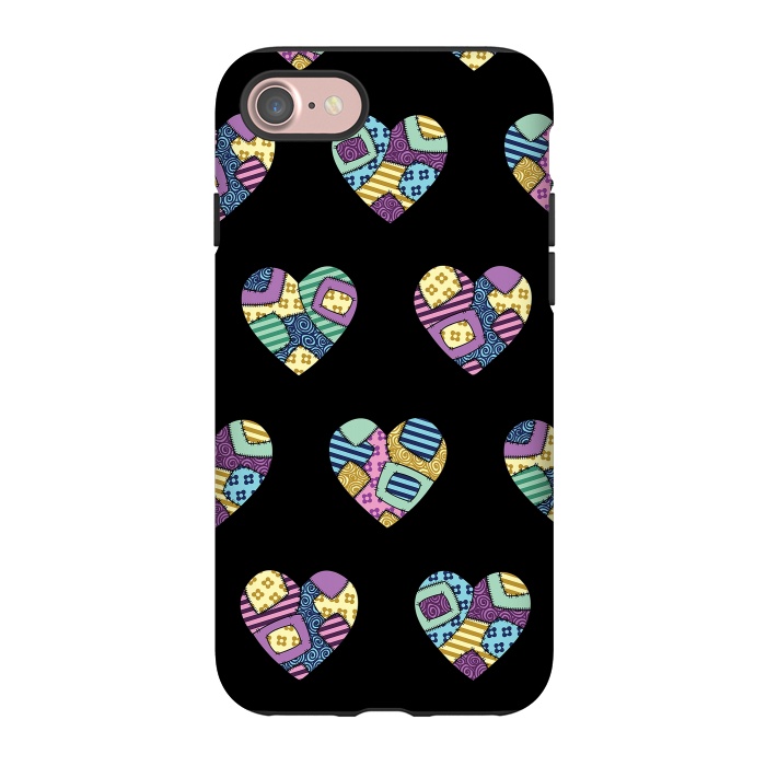 iPhone 7 StrongFit patchwork heart pattern by Laura Nagel