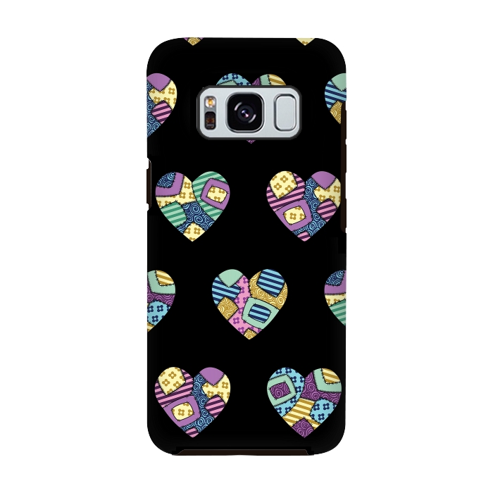 Galaxy S8 StrongFit patchwork heart pattern by Laura Nagel