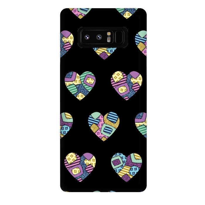 Galaxy Note 8 StrongFit patchwork heart pattern by Laura Nagel