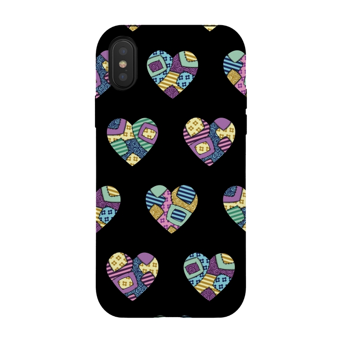 iPhone Xs / X StrongFit patchwork heart pattern by Laura Nagel