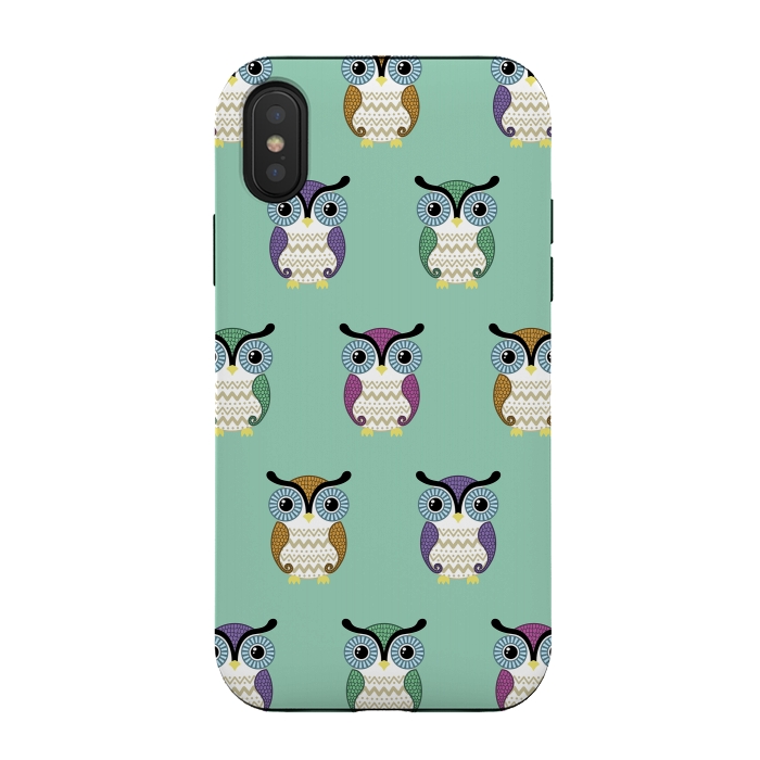 iPhone Xs / X StrongFit owl pattern by Laura Nagel