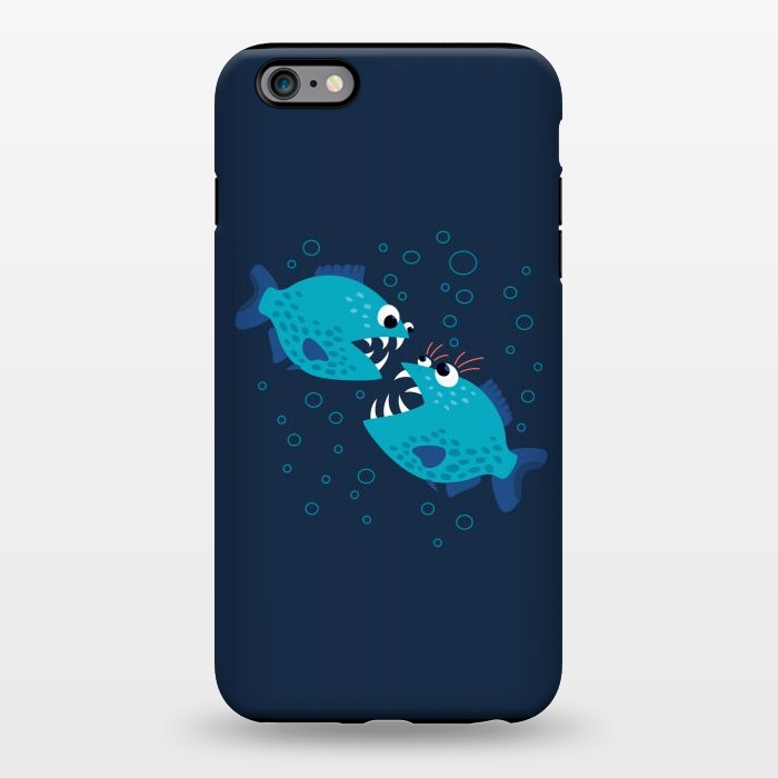 iPhone 6/6s plus StrongFit Gossiping Blue Cartoon Piranha Fish by Boriana Giormova