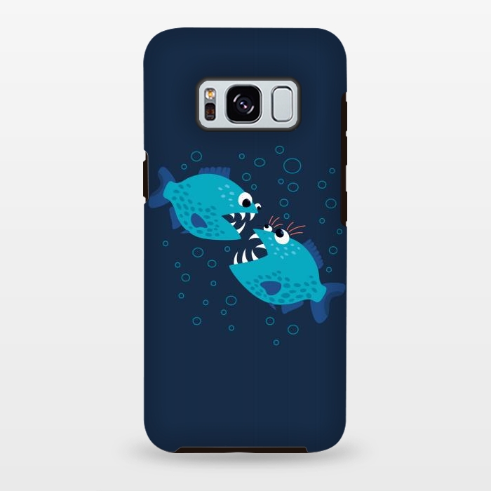 Galaxy S8 plus StrongFit Gossiping Blue Cartoon Piranha Fish by Boriana Giormova
