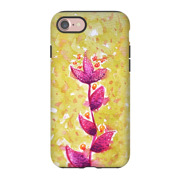 iPhone 7 StrongFit Abstract Watercolor Flower In Purple And Green by Boriana Giormova